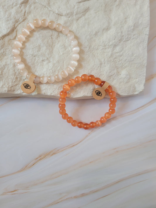 Armband mit natürlichem Cat's Eye Stein – orange