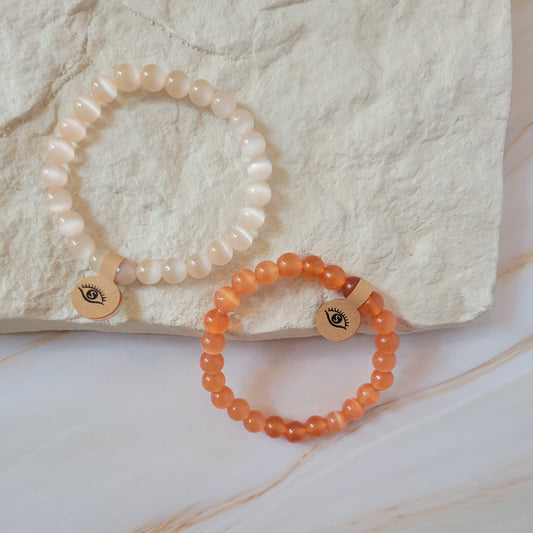 Armband mit natürlichem Cat's Eye Stein – orange