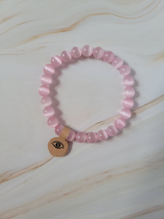 Armband mit natürlichem Cat's Eye Stein – rosa