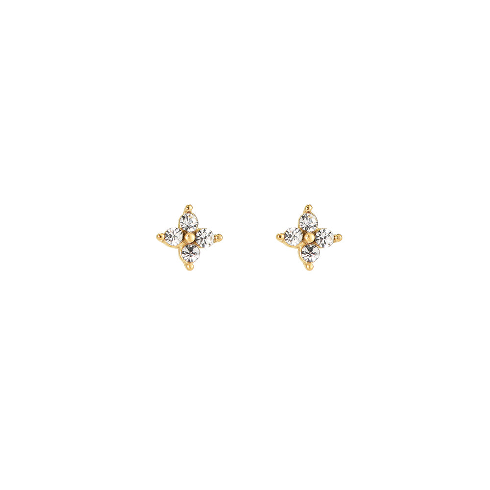 Flower Caltrop Diamond Edelstahl Ohrstecker
