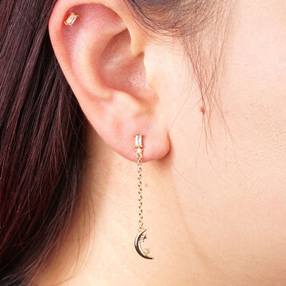 Moon Star Swing Vergoldete Ohrketten