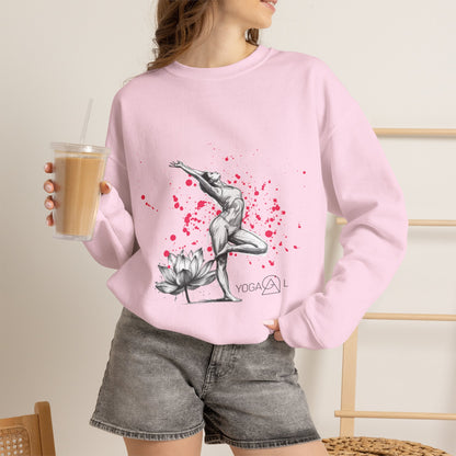 Yoga Lotus Crewneck Sweatshirt —  yogagal "free yourself" pink splash rosa