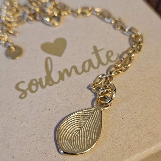 Halskette SoulPrint Gold mit Blatt-Anhänger