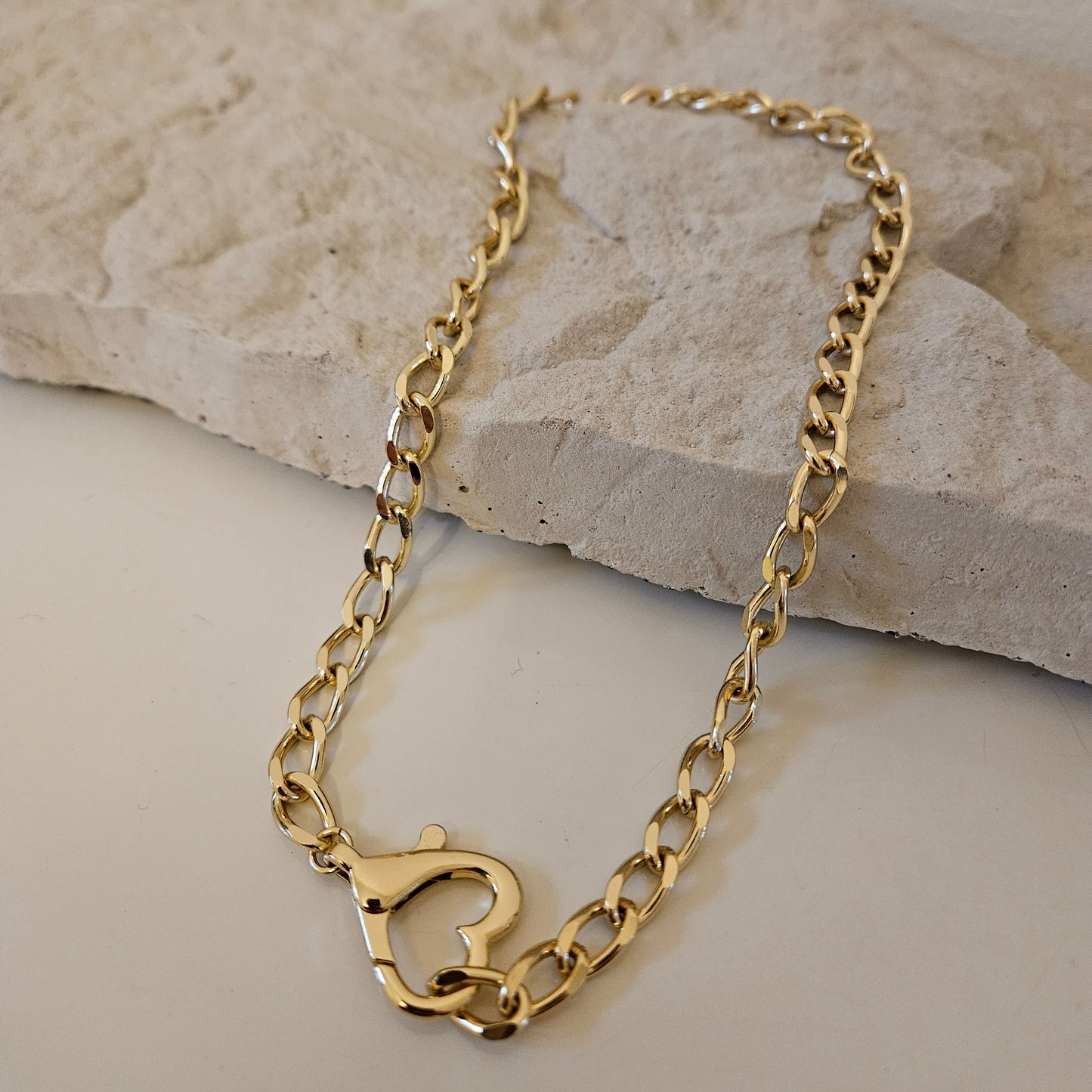 Liebesschloss Halskette mit Herz Karabiner Choker in Gold