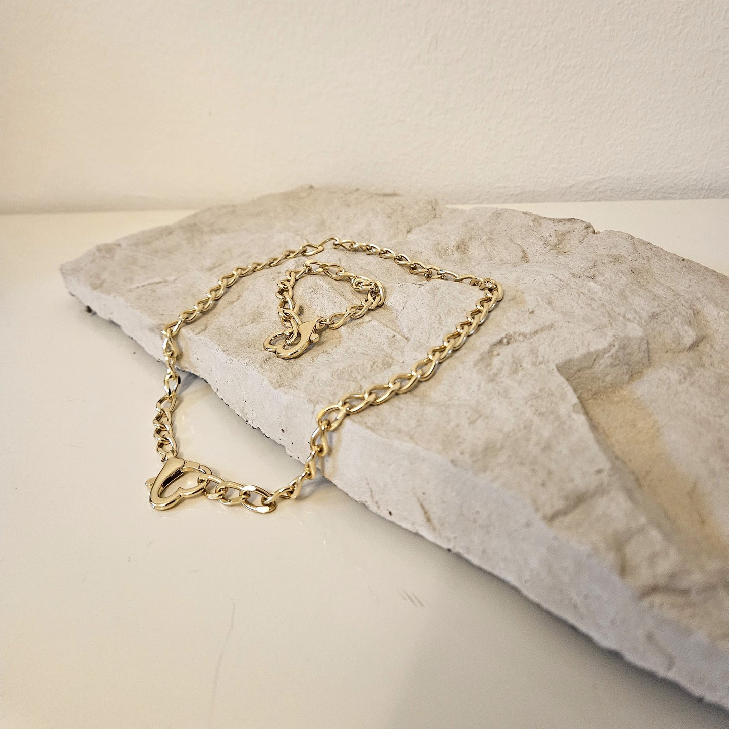 Liebesschloss Halskette mit Herz Karabiner Choker in Gold