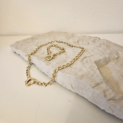 Liebesschloss Halskette mit Herz Karabiner Choker in Gold