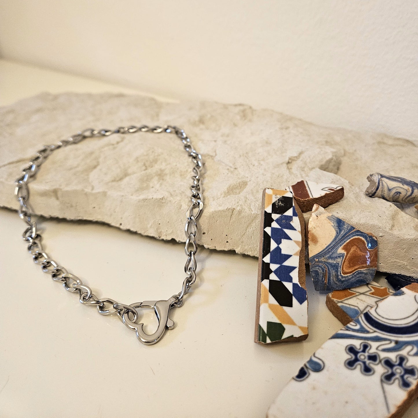 Liebesschloss Halskette mit Herz Karabiner Choker in silber