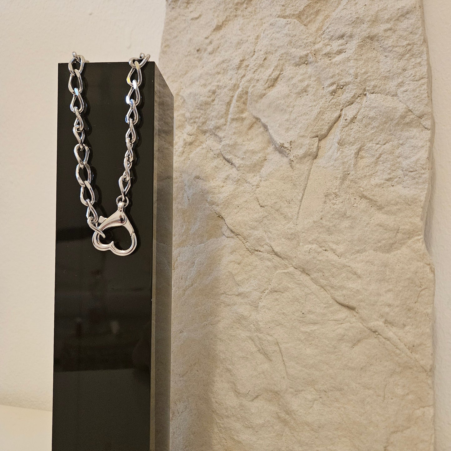 Liebesschloss Halskette mit Herz Karabiner Choker in silber