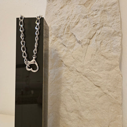 Liebesschloss Halskette mit Herz Karabiner Choker in silber