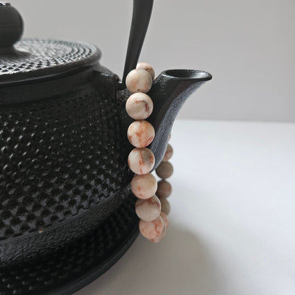 Armband Natural Flow – Achat & Jade Terracotta Cremeweiß