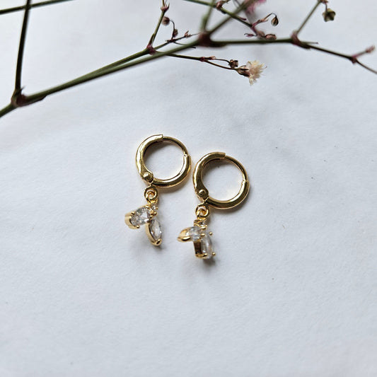 Ohrringe "Mixed Diamond" vergoldet 20mm Hoops