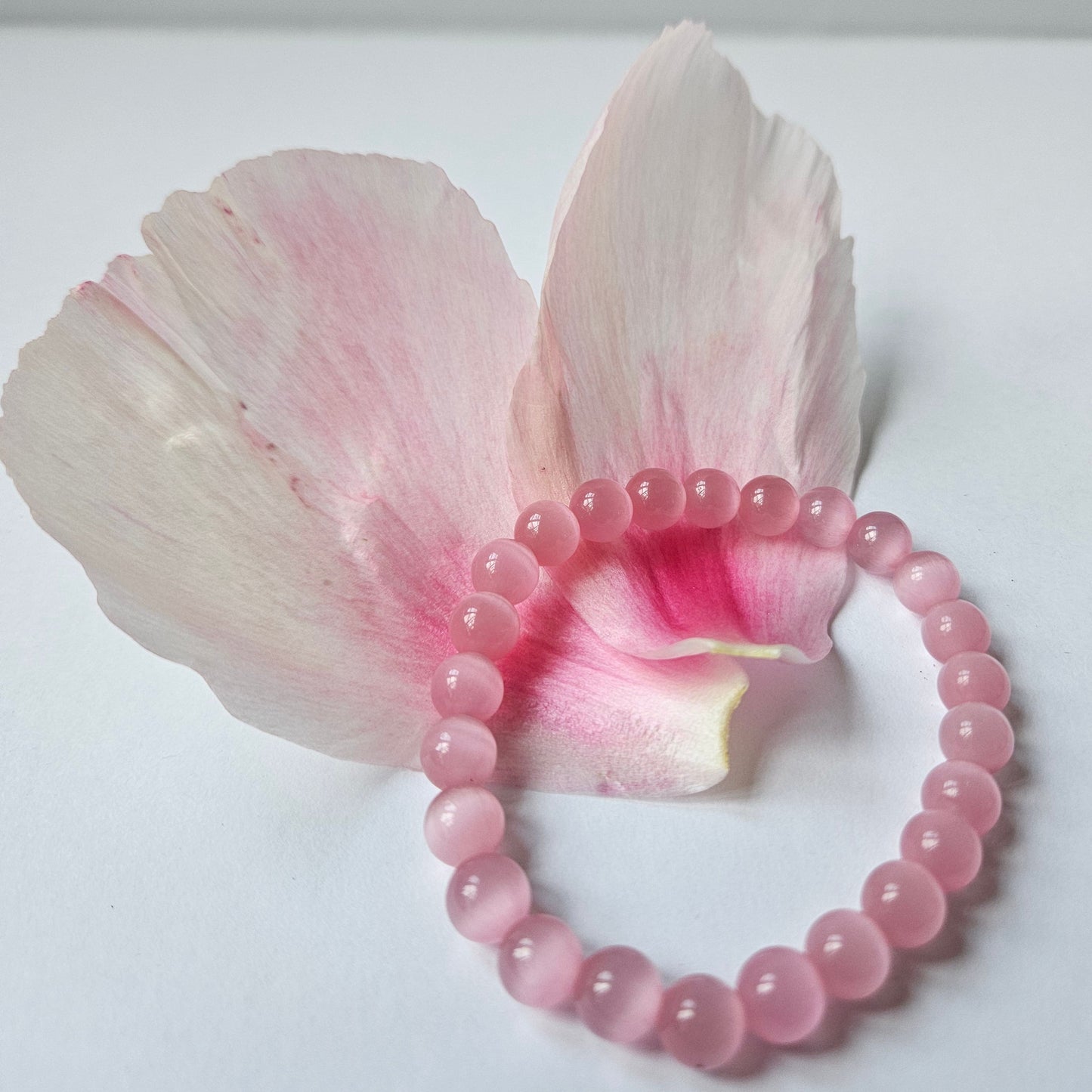 Armband mit natürlichem Cat's Eye Stein – rosa