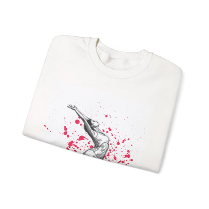 Yoga Lotus Crewneck Sweatshirt — Graceful Handstand Illustration with Pink Splash