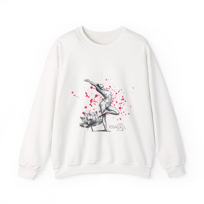 Yoga Lotus Crewneck Sweatshirt —  yogagal "free yourself" pink splash weiß