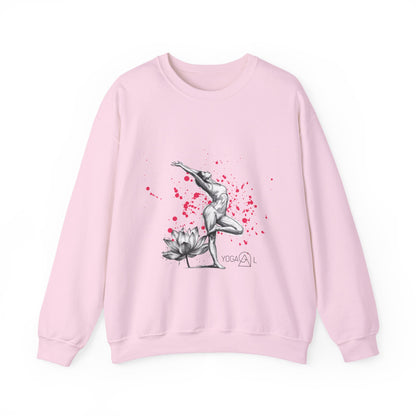 Yoga Lotus Crewneck Sweatshirt —  yogagal "free yourself" pink splash rosa