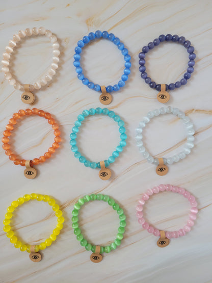 Armband mit natürlichem Cat's Eye Stein – türkis