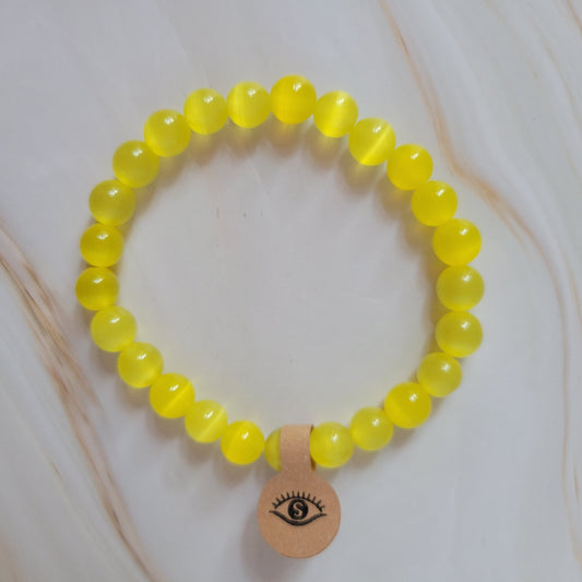 Armband mit natürlichem Cat's Eye Stein – gelb