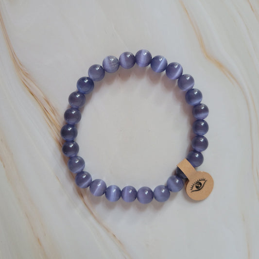 Armband mit natürlichem Cat's Eye Stein – lila