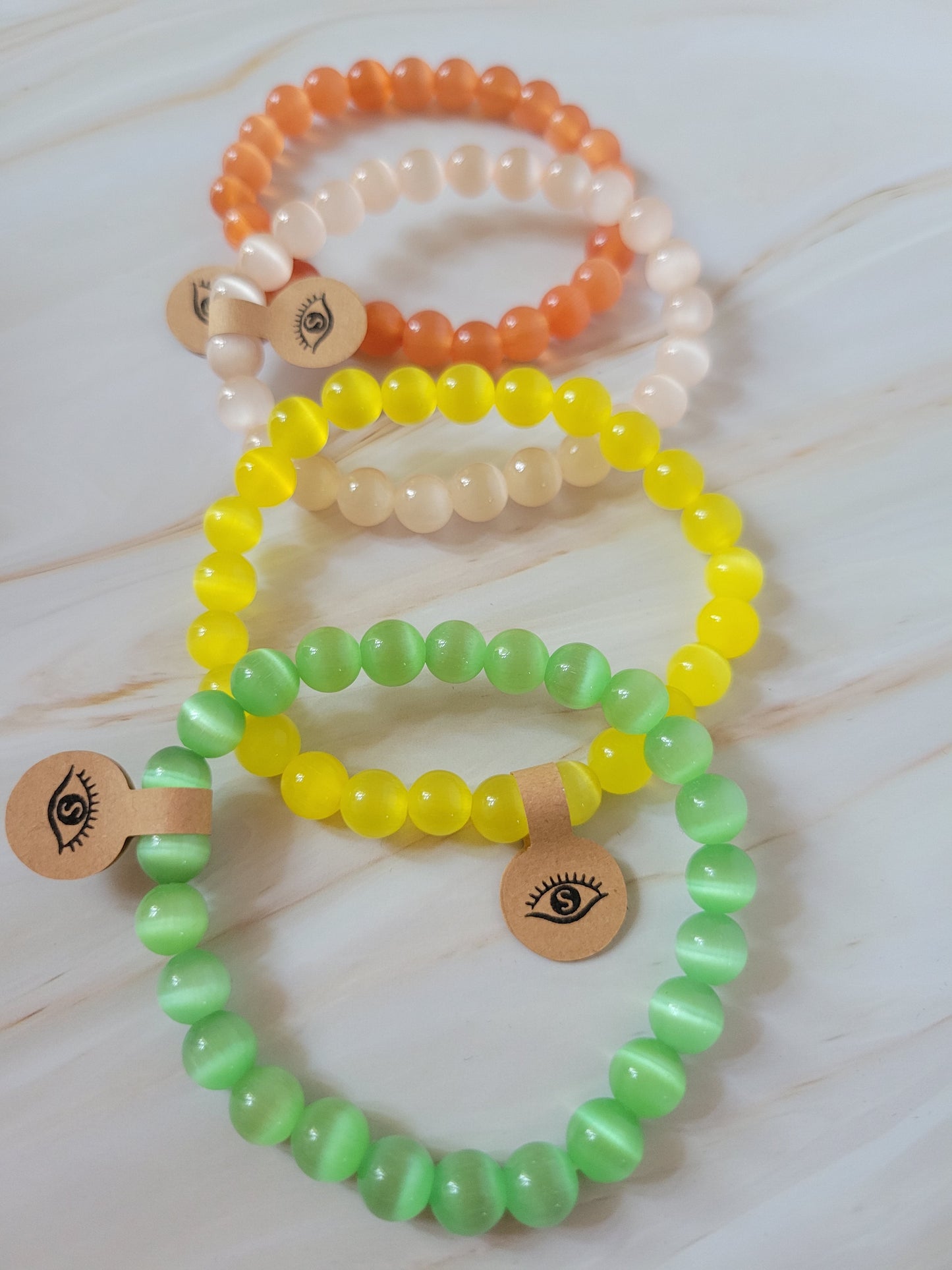 Armband mit natürlichem Cat's Eye Stein – orange