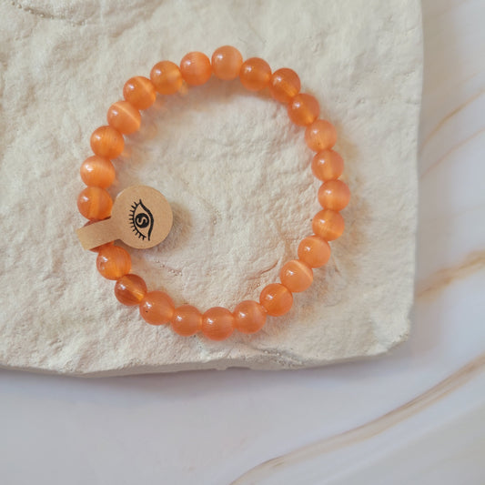 Armband mit natürlichem Cat's Eye Stein – orange