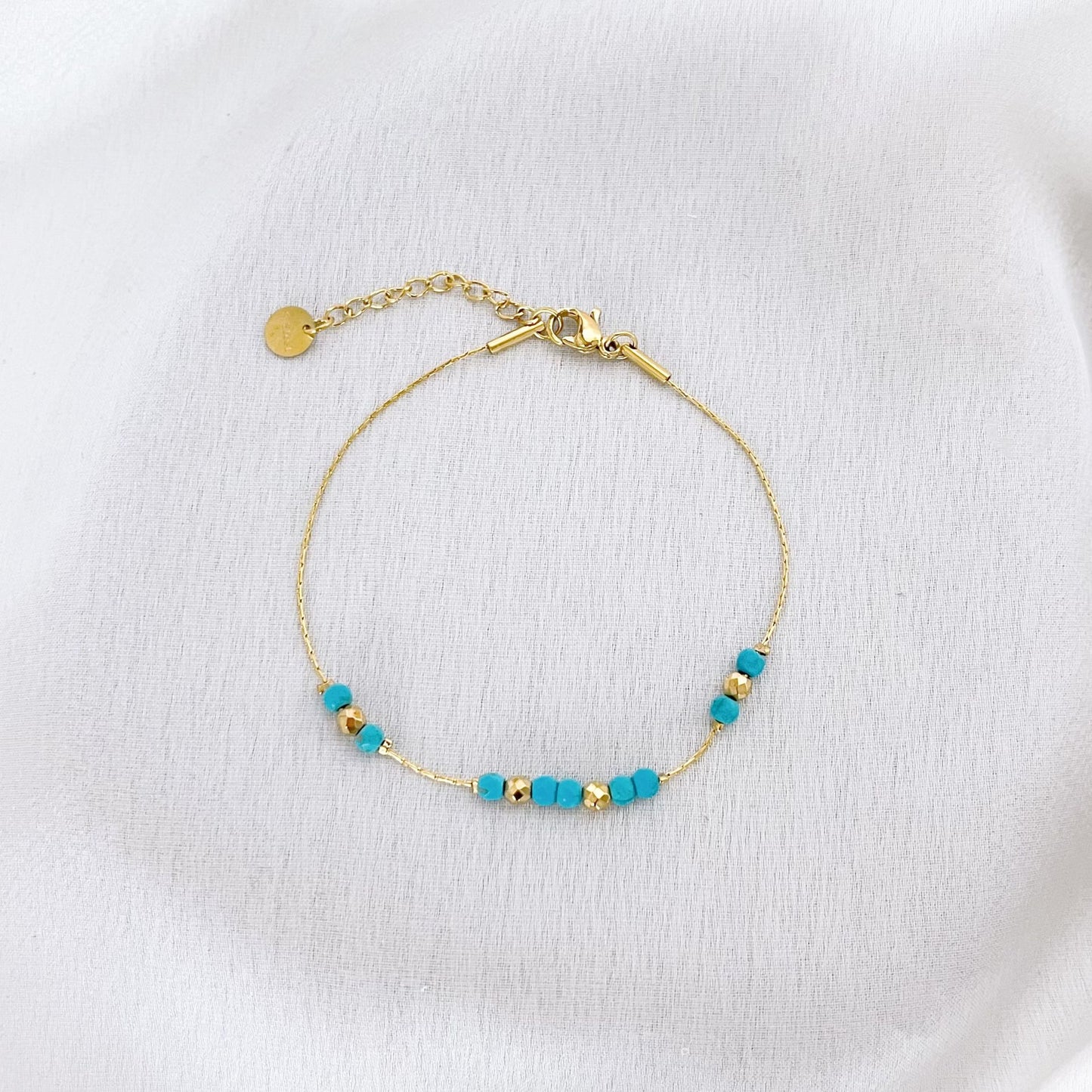 Armband Atlantis Edelstahl mit türkisen Natursteinperlen