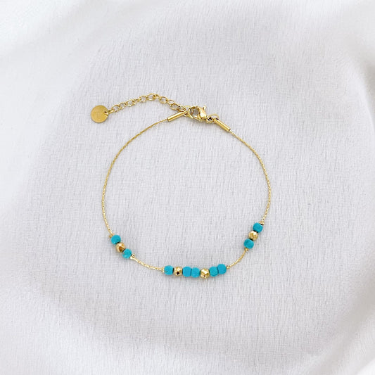 Armband Atlantis Edelstahl mit türkisen Natursteinperlen